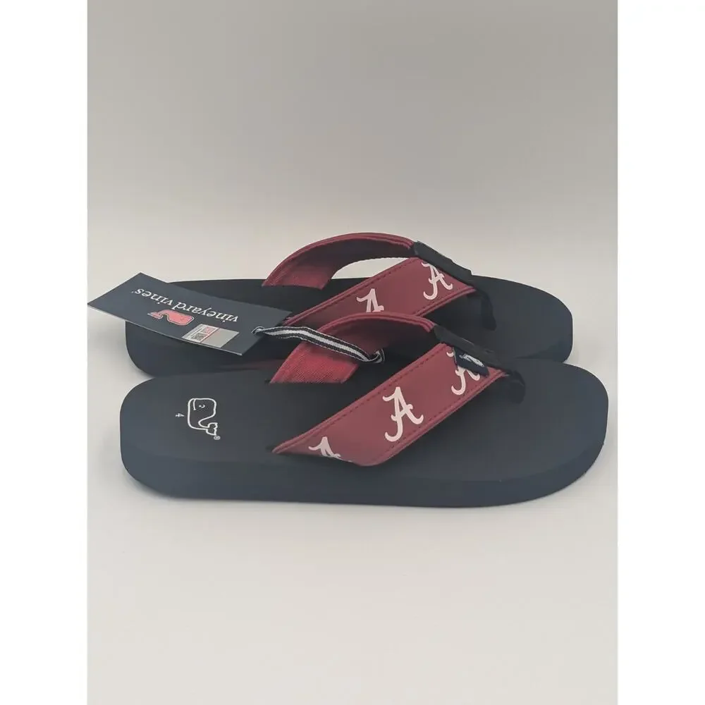 Vineyard Vines Alabama Crimson Tide Youth Size 4 Flip Flops Sandals Game Day NWT